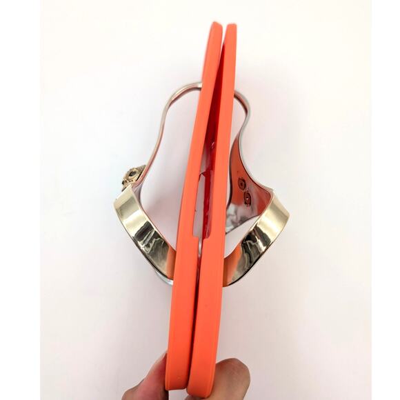 Kurt Geiger Maddison T-Bar Thong Sandals Women's Orange/Gold Size US6.5 EU37 - Picture 7 of 11